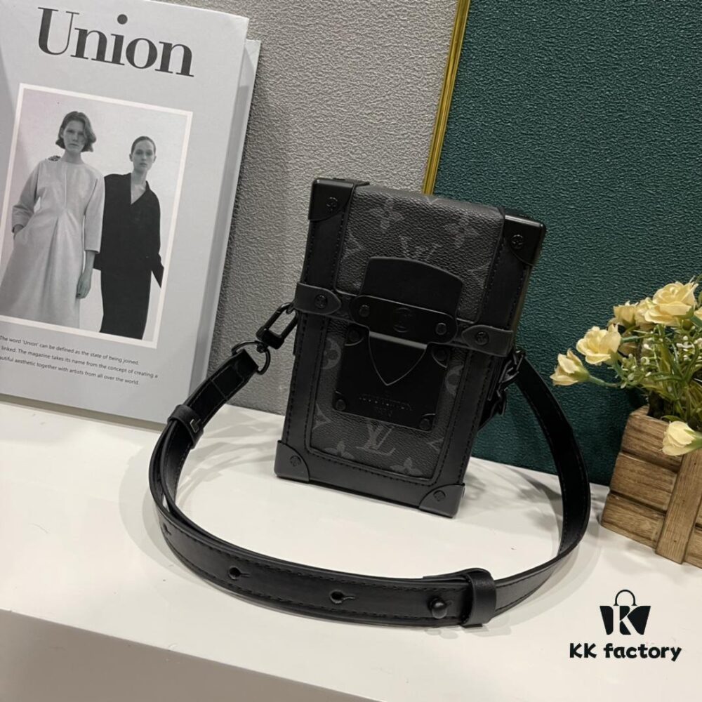 Upgraded Version M82077 M82070 Black Floral, Aged Floral, Full Leather Embossing Latest Model Vertical Trunk Mini Phone Bag