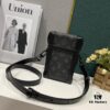 Upgraded Version M82077 M82070 Black Floral, Aged Floral, Full Leather Embossing Latest Model Vertical Trunk Mini Phone Bag