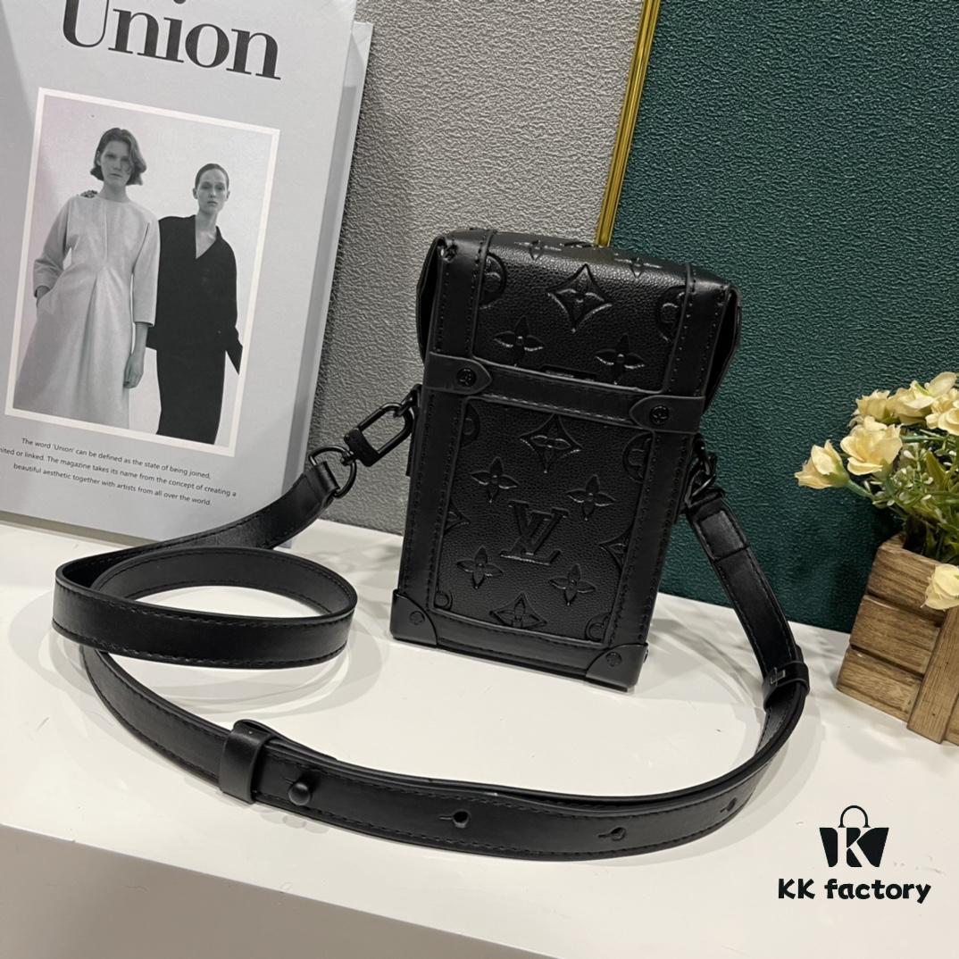 Upgraded Version M82077 M82070 Black Flower, Aged Flower, Full Leather Embossing Latest Model Vertical Trunk Mini Phone Bag