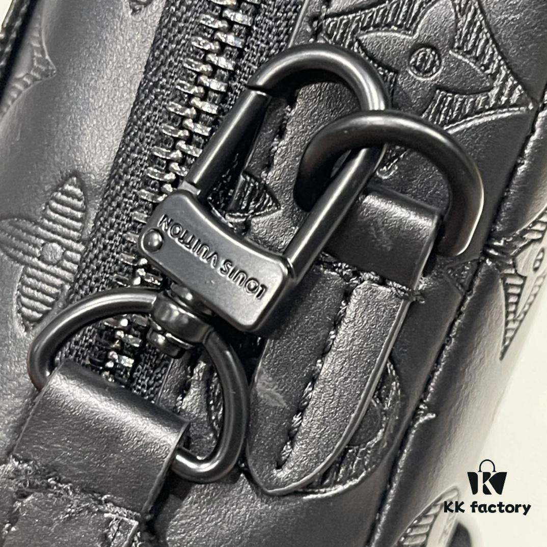 Upgraded Version! Latest Release! M81321 M81323 M81005 Black Gray Floral, Black Embossed, Gray Embossed FLAP DOUBLE Phone Bag — A Collaboration Between Japanese Designer and DJ Nigo and Virgil Abloh for the NIGO® x Louis Vuitton Capsule Collection. This Flap Double phone bag features a black-silver two-tone design with a flap-style messenger silhouette, ideal for carrying your phone and daily essentials.