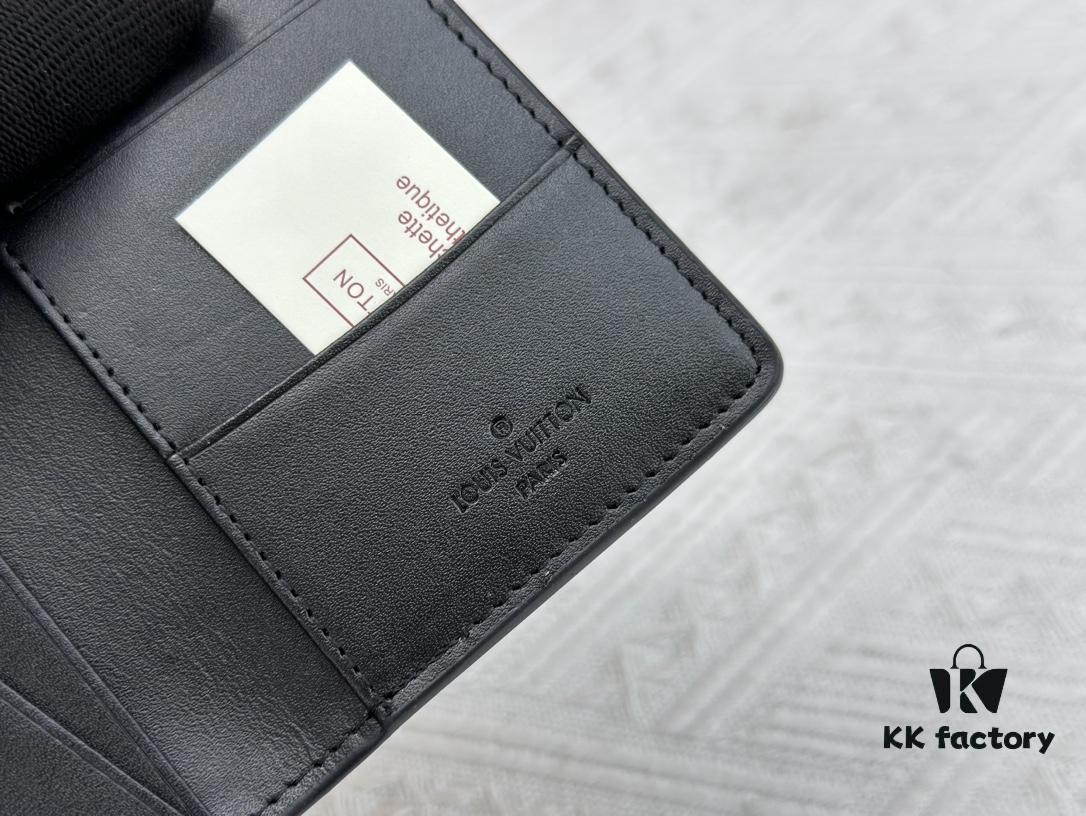 M62899 Wallet: This compact wallet reinterprets the classic design with Monogram Shadow leather. Soft cowhide is embossed with Louis Vuitton's iconic Monogram pattern, while interior compartments and card slots provide organized storage for everyday essentials.