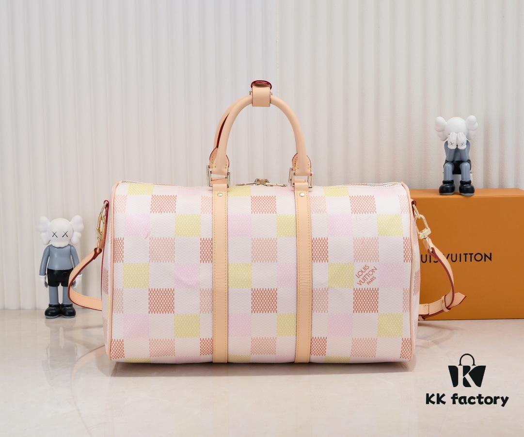 Keepall Bandoulière 50 in Damier Golf Coated Canvas – Green Check M40667 and Pink Check M40713