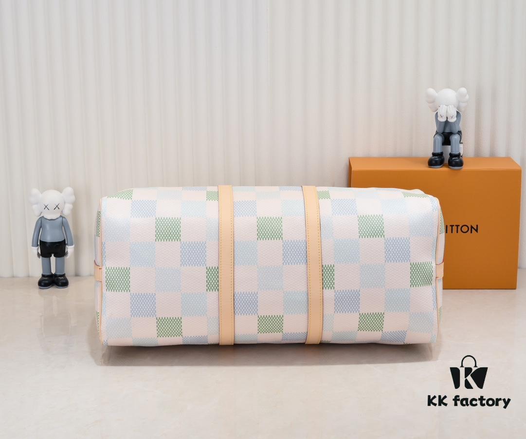 Keepall Bandoulière 50 Travel Bag in Damier Golf Coated Canvas with M40667 Green Check and M40713 Pink Check