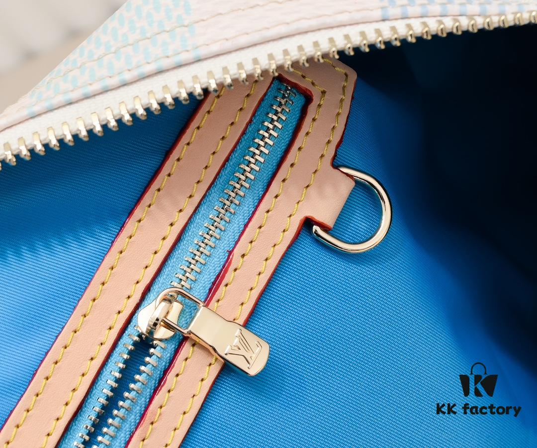 Keepall Bandoulière 50 Travel Bag in Damier Golf Coated Canvas with M40667 Green Check and M40713 Pink Check