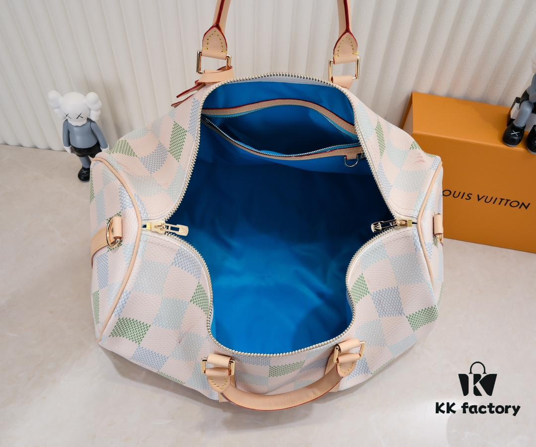 Keepall Bandoulière 50 Travel Bag in Damier Golf Coated Canvas with M40667 Green Check and M40713 Pink Check