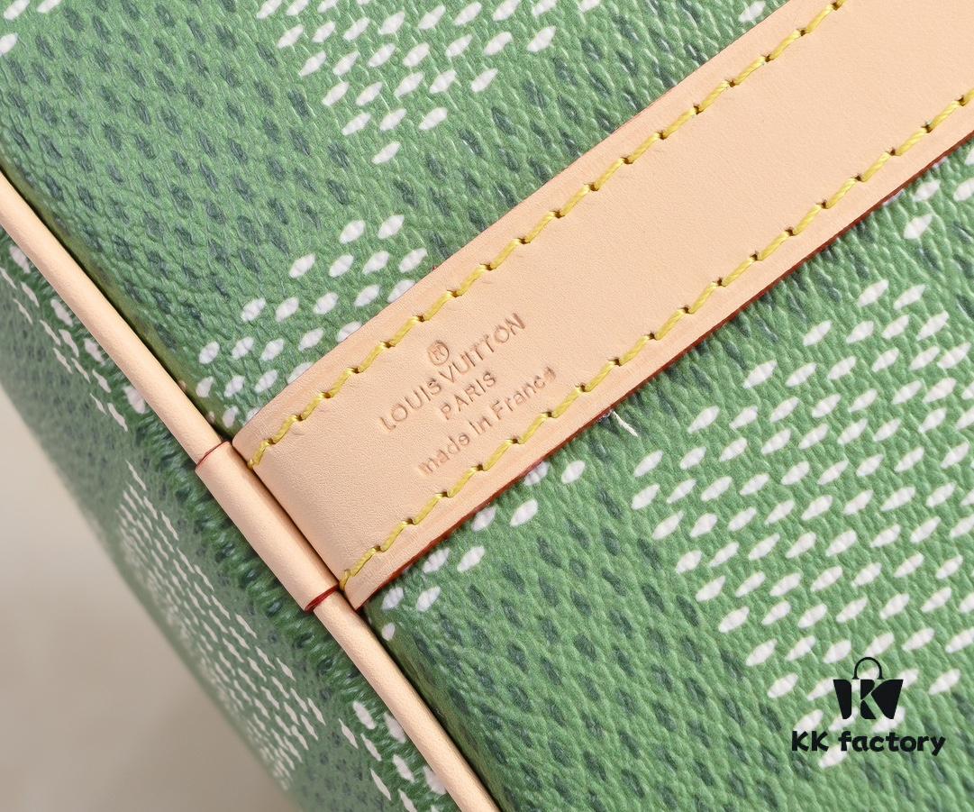 Keepall Bandoulière 50 Travel Bag in Damier Golf Coated Canvas with Green and Pink Check Pattern
