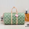 Keepall Bandoulière 50 Travel Bag in Damier Golf Coated Canvas with Green and Pink Check Pattern