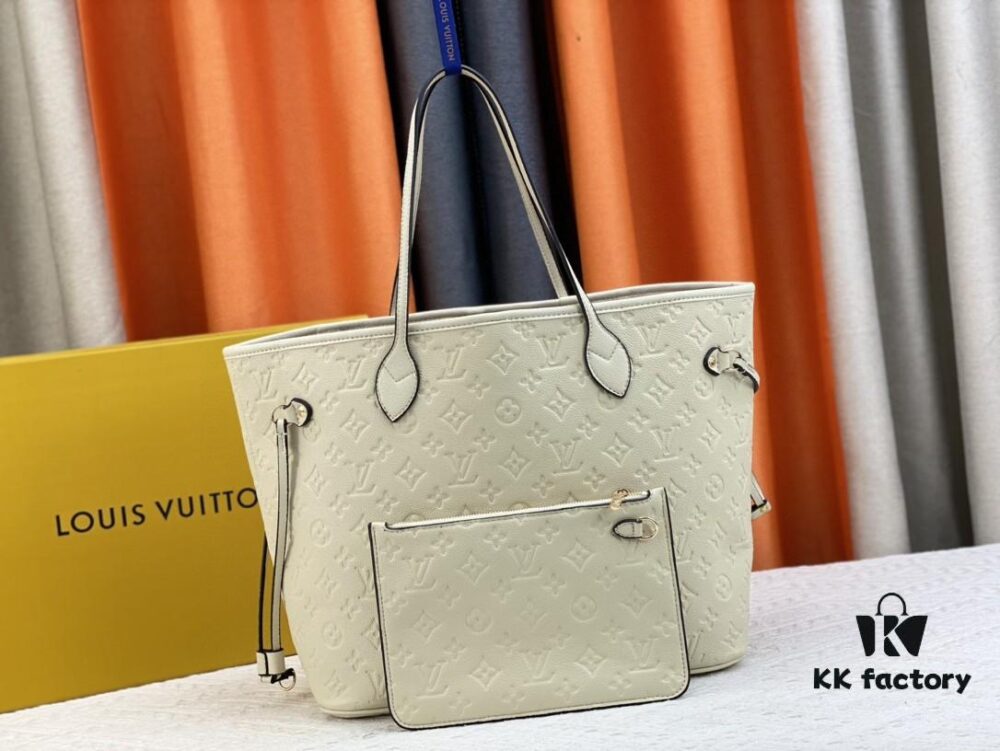 Upgraded Original Version [Exclusive Real Shot M45686 M40995] Small Flower-Pressed Classic Louis Vuitton Neverfull Tote Bag