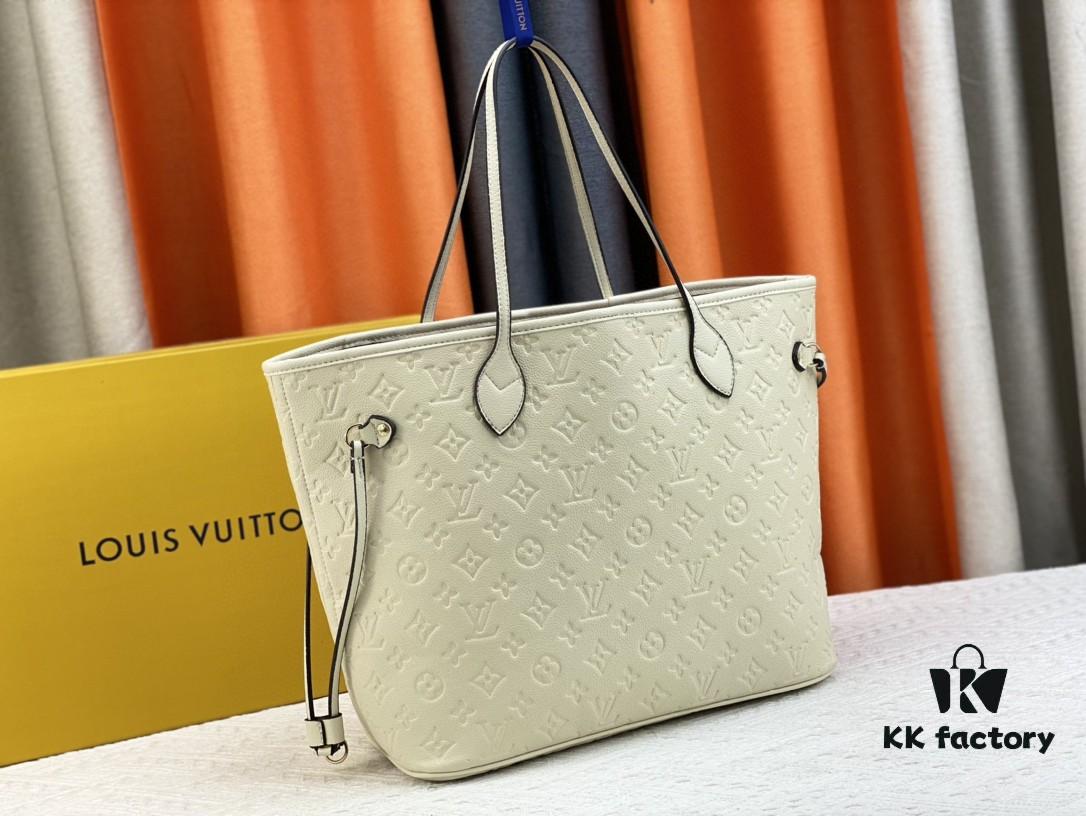 Upgraded Original Version [Exclusive Real Shot M45686 M40995] Small Flower-Pressed Classic Louis Vuitton Neverfull Tote Bag