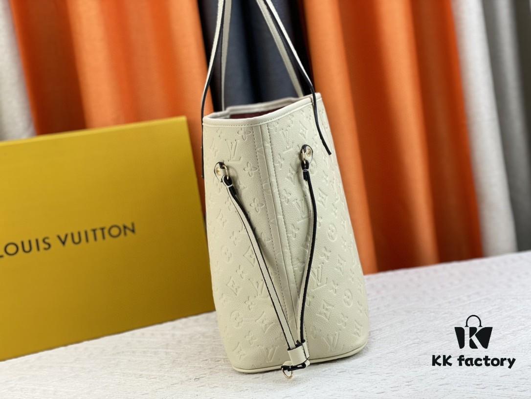 Upgraded Original Version [Exclusive Real Shot M45686 M40995] Small Flower-Pressed Classic Louis Vuitton Neverfull Tote Bag