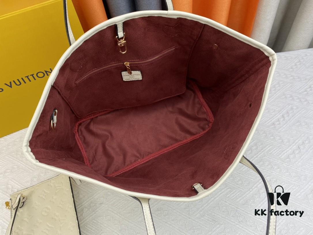 Upgraded Original Version [Exclusive Real Shot M45686 M40995] Small Flower-Pressed Classic Louis Vuitton Neverfull Tote Bag