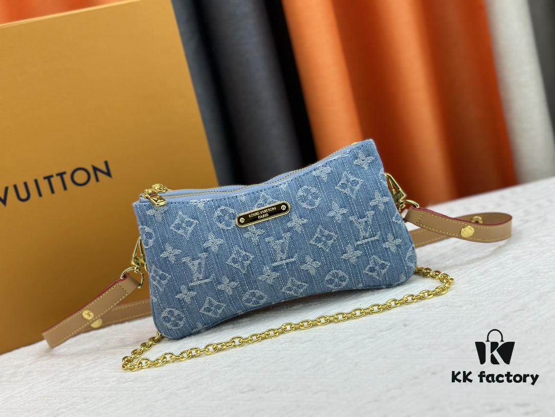 M83003 M83532 Premium Original Monogram New Denim Liv Pochette Fits Snugly on Arm