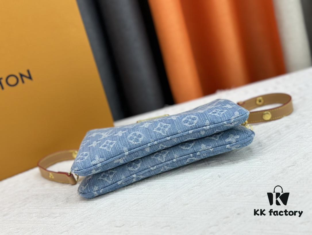 M83003 M83532 Premium Original Monogram New Denim Liv Pochette Fits Snugly on Arm