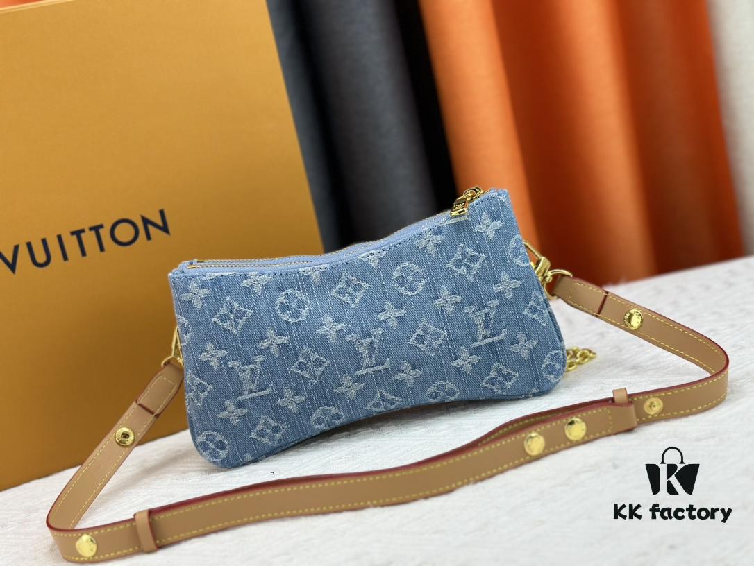 M83003 M83532 Premium Original Monogram New Denim Liv Pochette Fits Snugly on Arm