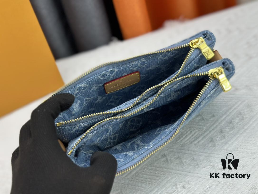 M83003 M83532 Premium Original Monogram New Denim Liv Pochette Fits Snugly on Arm