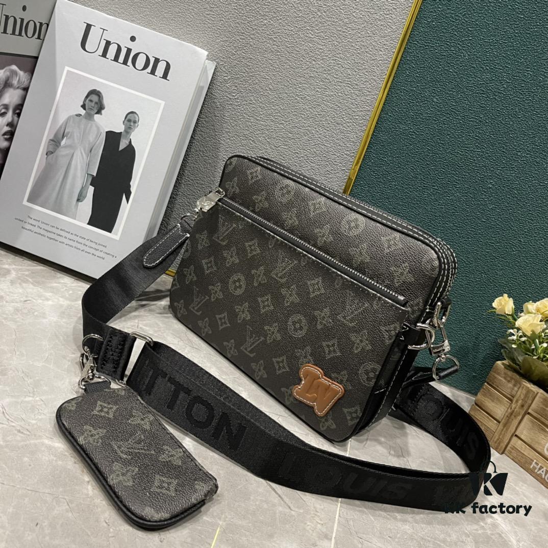 Upgraded M46340 69443 45320 2022 Official New Arrival 3D Printed Trio Messenger Bag Embodying the Trendy Charm of Damier Spray