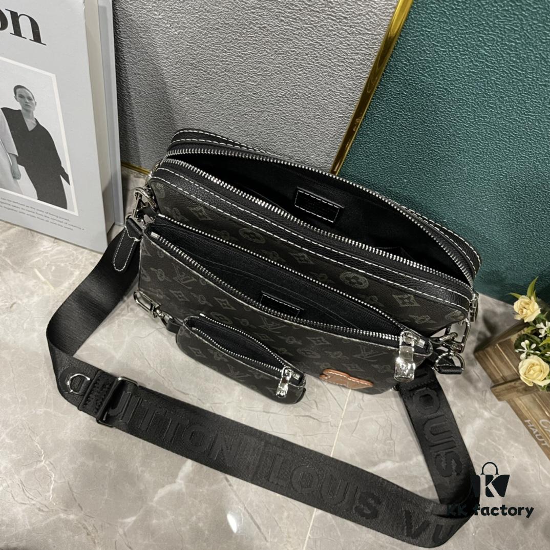 Upgraded M46340 69443 45320 2022 Official New Arrival 3D Printed Trio Messenger Bag Embodying the Trendy Charm of Damier Spray