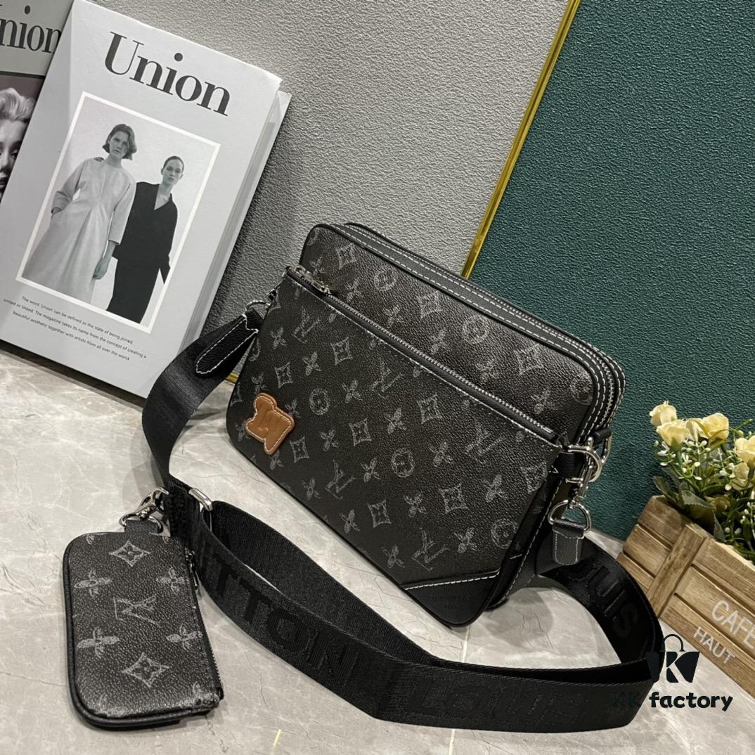 Upgraded M46340 69443 45320 2022 Official New Arrival 3D Printed Trio Messenger Bag Embracing the Trendy Charm of Damier Spray