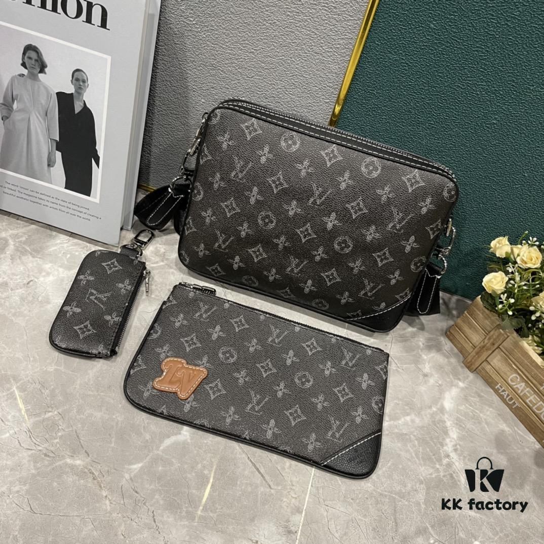 Upgraded M46340 69443 45320 2022 Official New Arrival 3D Printed Trio Messenger Bag Embracing the Trendy Charm of Damier Spray