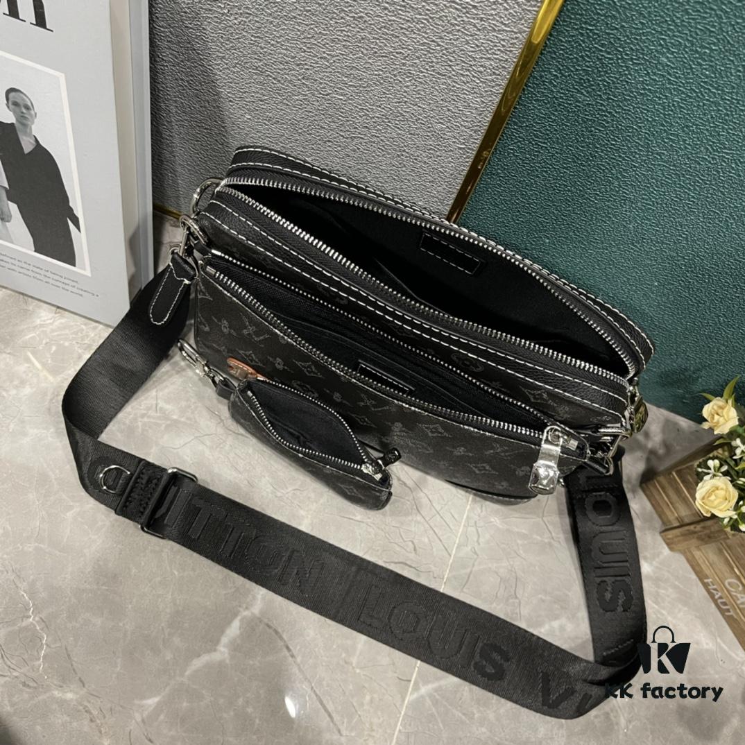 Upgraded M46340 69443 45320 2022 Official New Arrival 3D Printed Trio Messenger Bag Embracing the Trendy Charm of Damier Spray