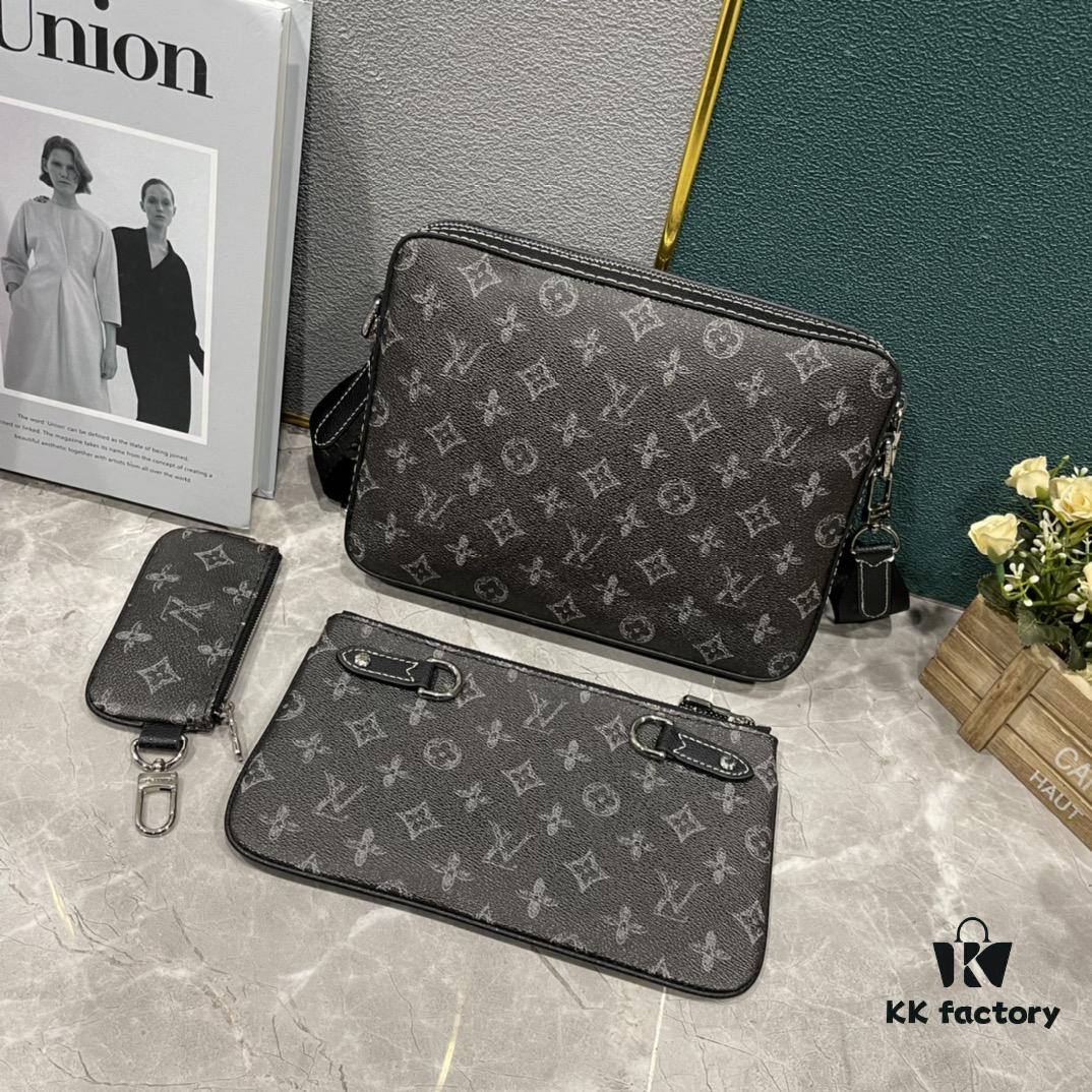 Upgraded M46340 69443 45320 2022 Official New Arrival 3D Printed Trio Messenger Bag Embracing the Trendy Charm of Damier Spray