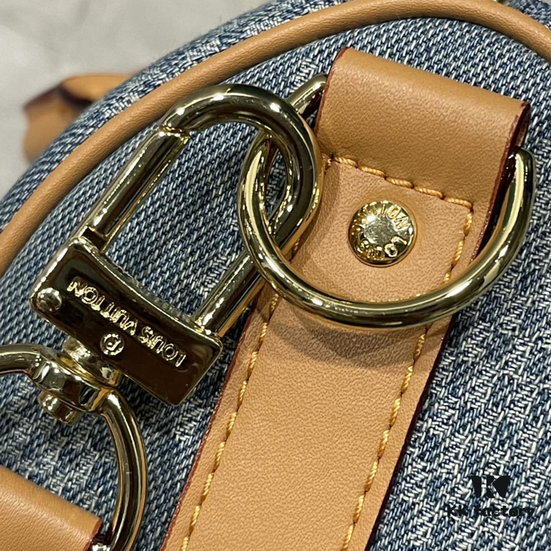 Upgraded M46271 M22762 Checkered Denim Keepall 25 Bag