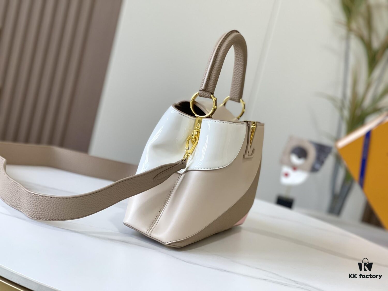 Upgraded M59864 Gray Purple Two-Tone Gold Tone Hardware