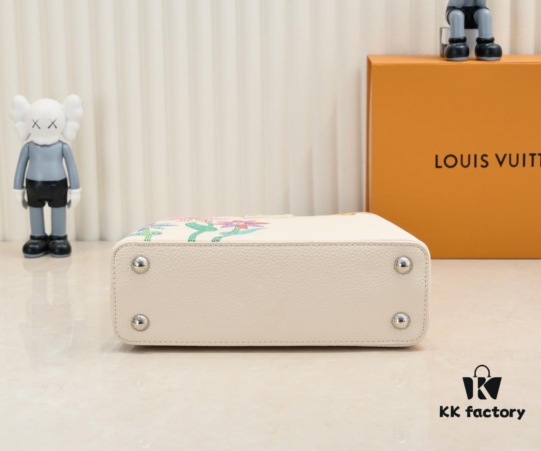 Upgraded Version M21755 White LV x YK Capucines Small Handbag