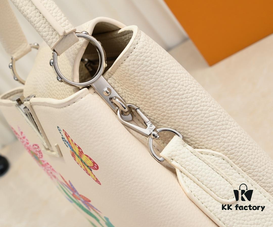 Upgraded Version M21755 White LV x YK Capucines Small Handbag