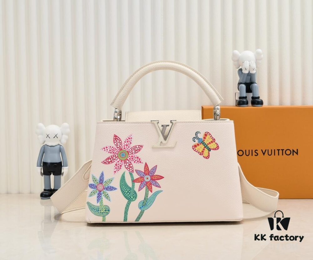 Upgraded Version M21756 White LV x YK Capucines Medium Handbag