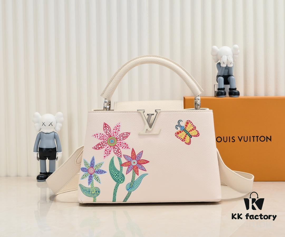 Upgraded Version M21756 White LV x YK Capucines Medium Handbag