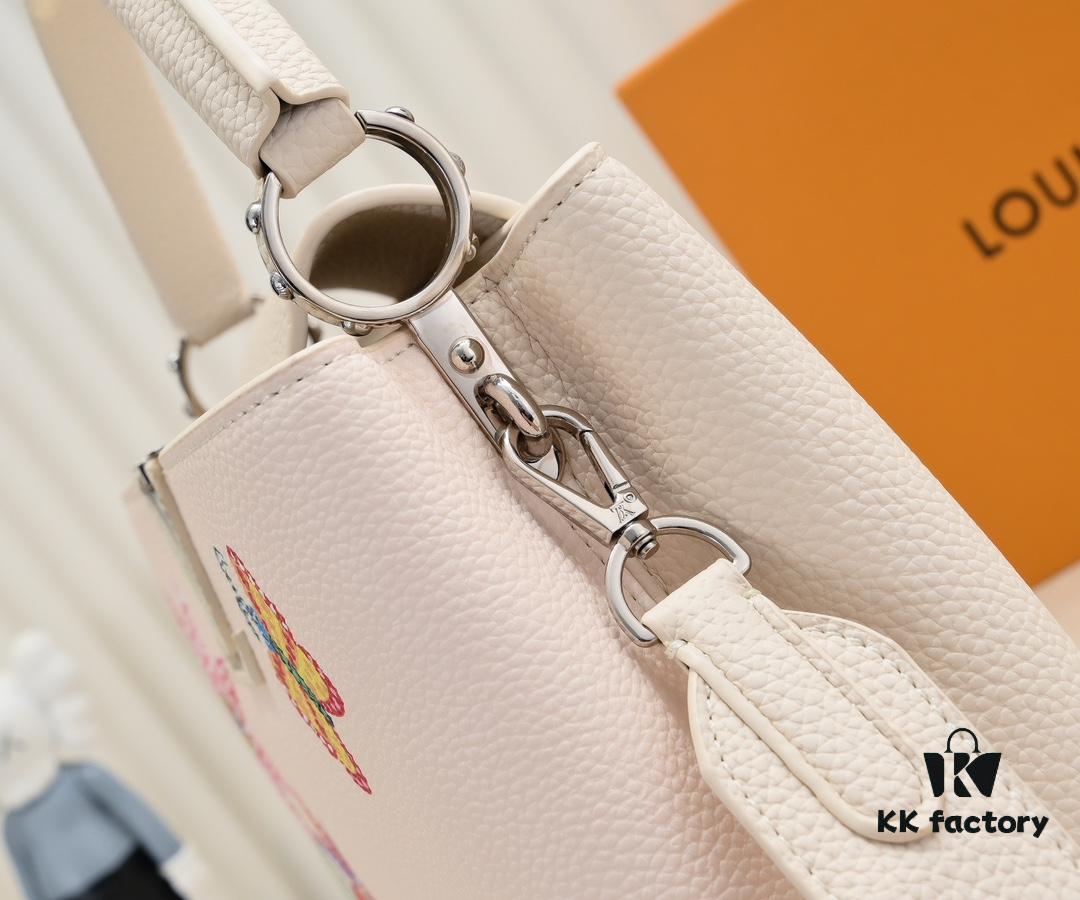 Upgraded Version M21756 White LV x YK Capucines Medium Handbag