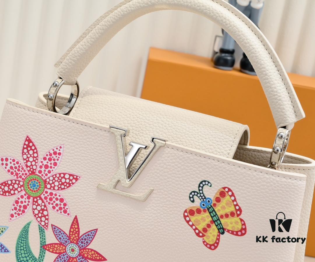 Upgraded Version M21756 White LV x YK Capucines Medium Handbag