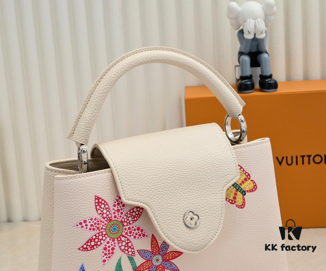 Upgraded Version M21756 White LV x YK Capucines Medium Handbag