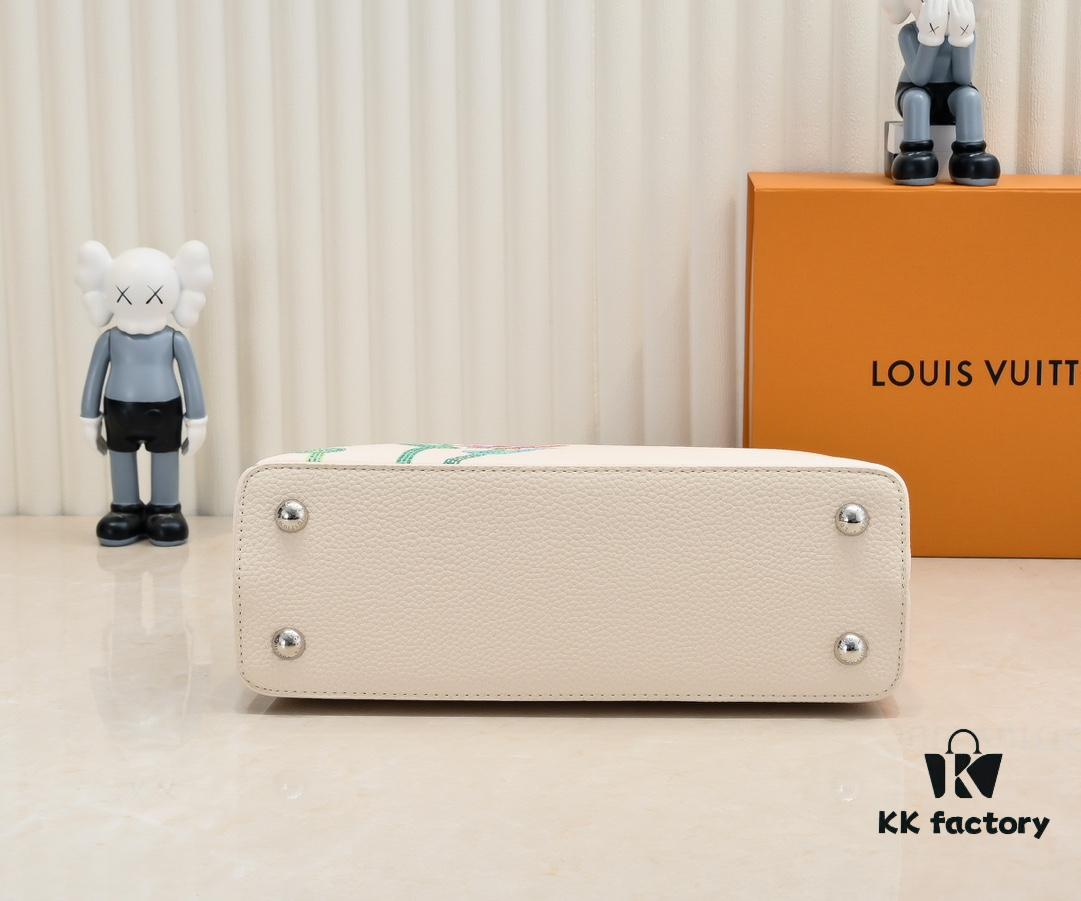 Upgraded Version M21756 White LV x YK Capucines Medium Handbag