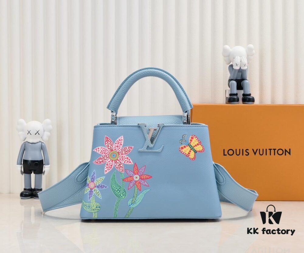 Upgraded Version M21755 Blue LV x YK Capucines Small Handbag