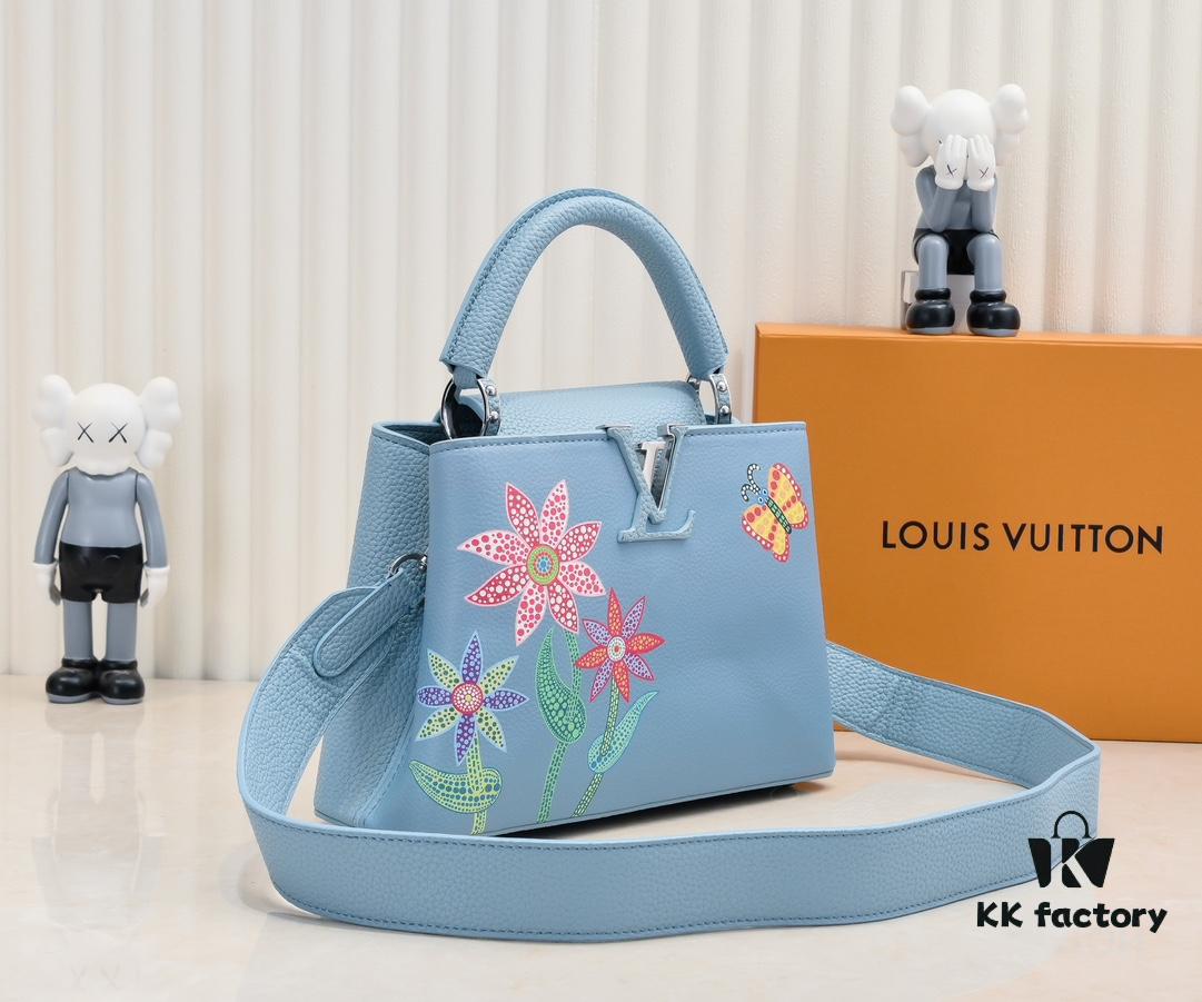 Upgraded Version M21755 Blue LV x YK Capucines Small Handbag