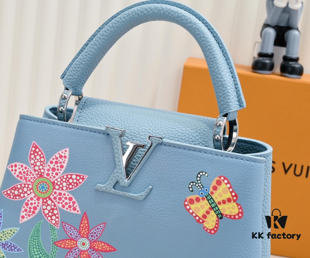 Upgraded Version M21755 Blue LV x YK Capucines Small Handbag