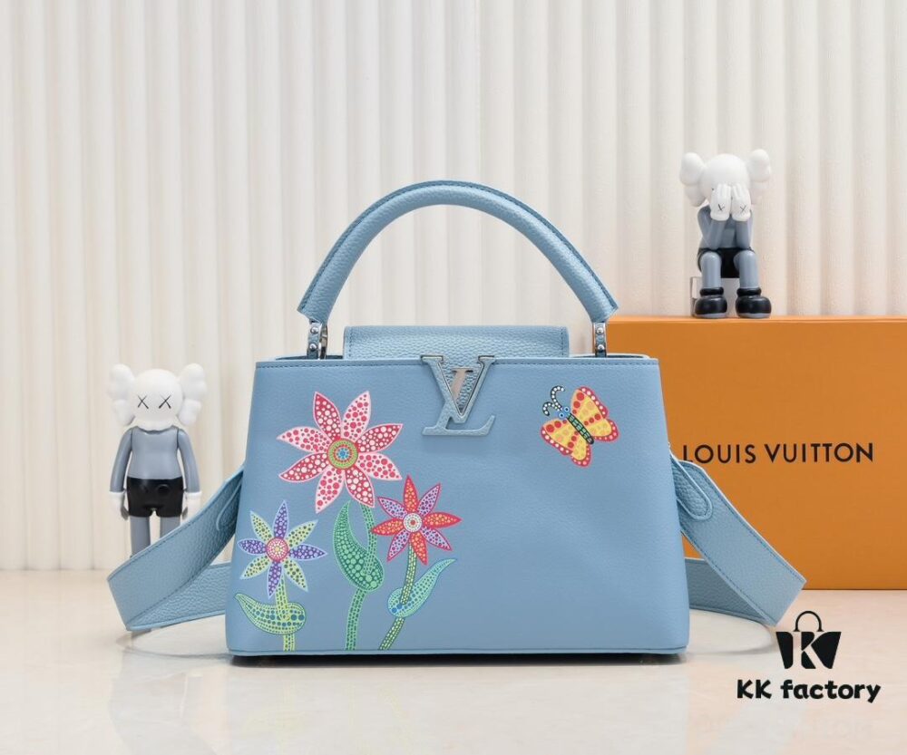 Upgraded Version M21756 Blue LV x YK Capucines Medium Handbag