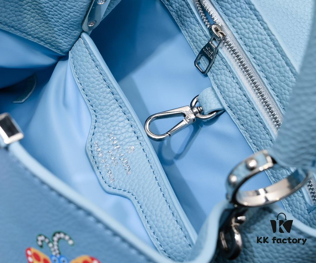 Upgraded Version M21755 Blue LV x YK Capucines Small Handbag