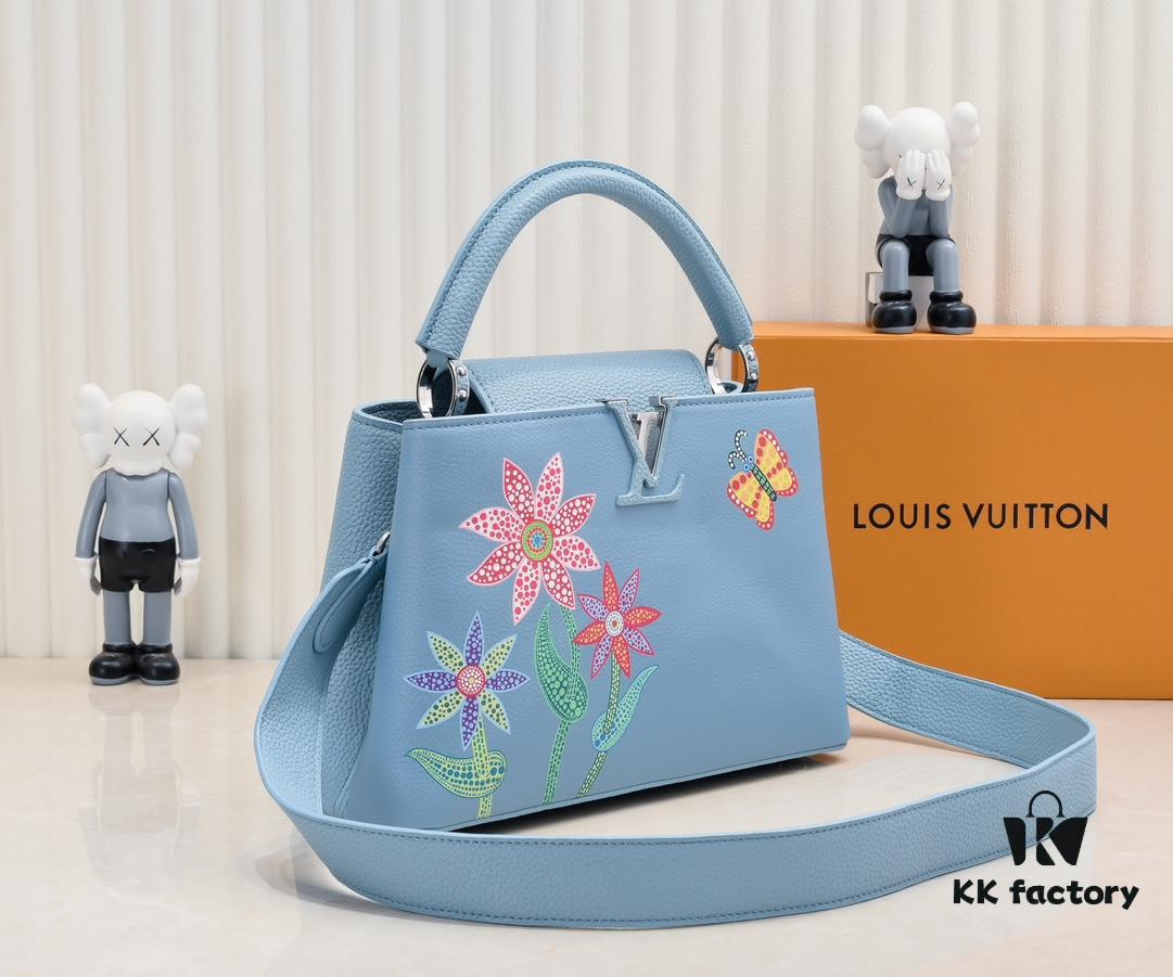 Upgraded Version M21756 Blue LV x YK Capucines Medium Handbag