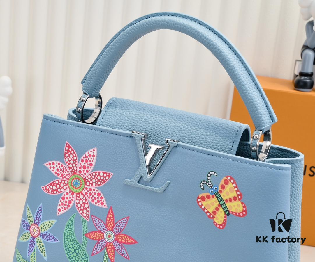 Upgraded Version M21756 Blue LV x YK Capucines Medium Handbag