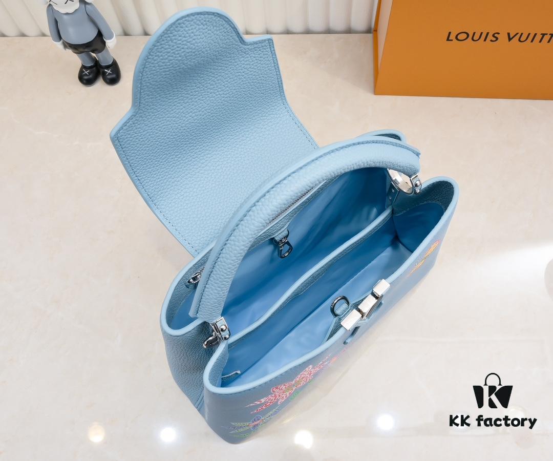 Upgraded Version M21756 Blue LV x YK Capucines Medium Handbag