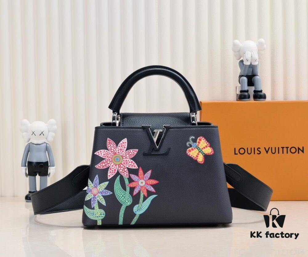 Upgraded Version M21755 Black LV x YK Capucines Small Handbag