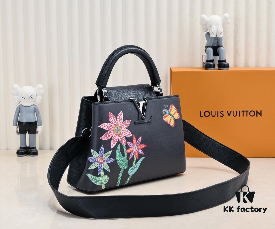 Upgraded Version M21755 Black LV x YK Capucines Small Handbag