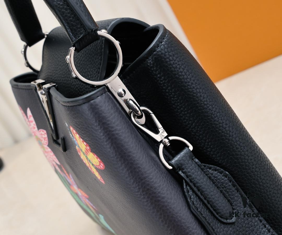 Upgraded Version M21755 Black LV x YK Capucines Small Handbag