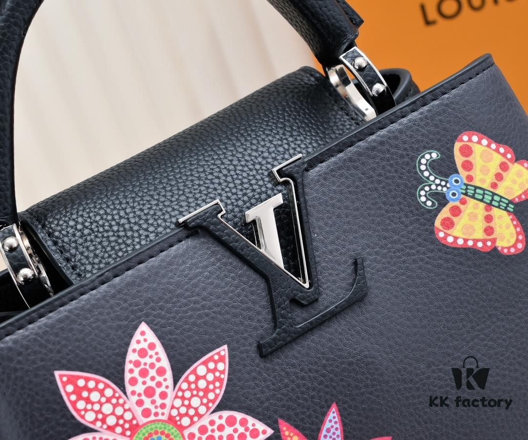 Upgraded Version M21755 Black LV x YK Capucines Small Handbag