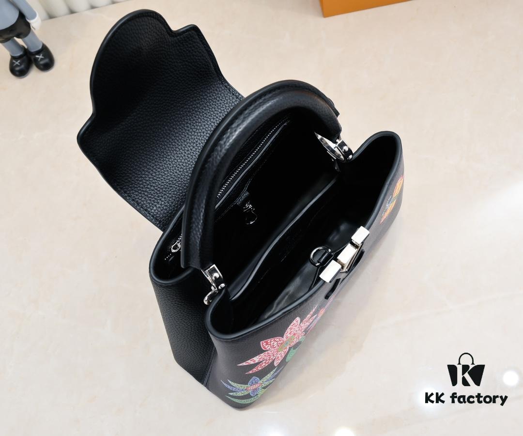 Upgraded Version M21755 Black LV x YK Capucines Small Handbag