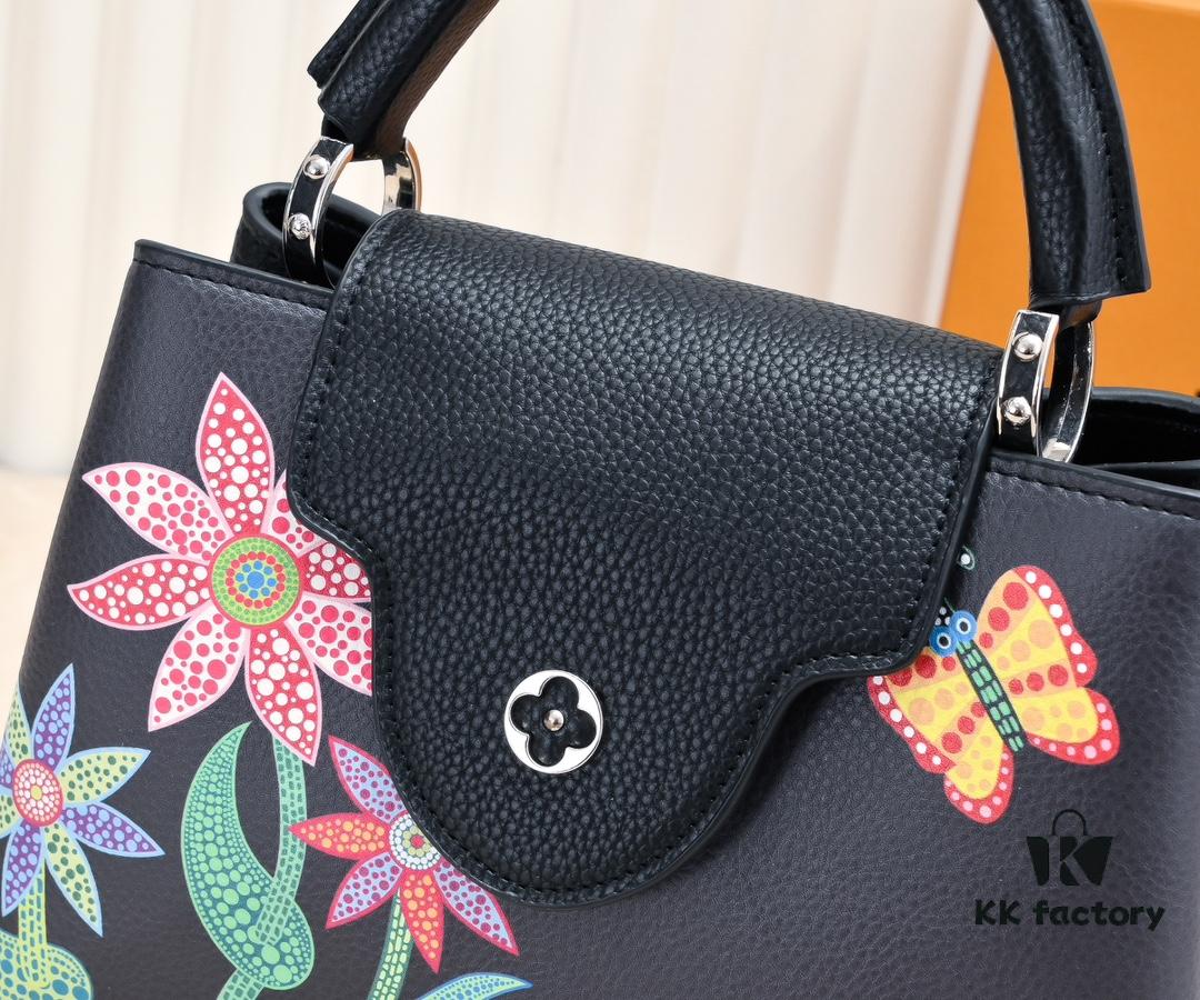 Upgraded Version M21755 Black LV x YK Capucines Small Handbag