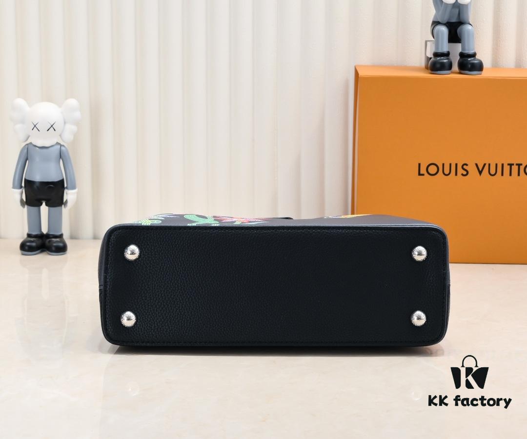 Upgraded Version M21756 Black LV x YK Capucines Medium Handbag